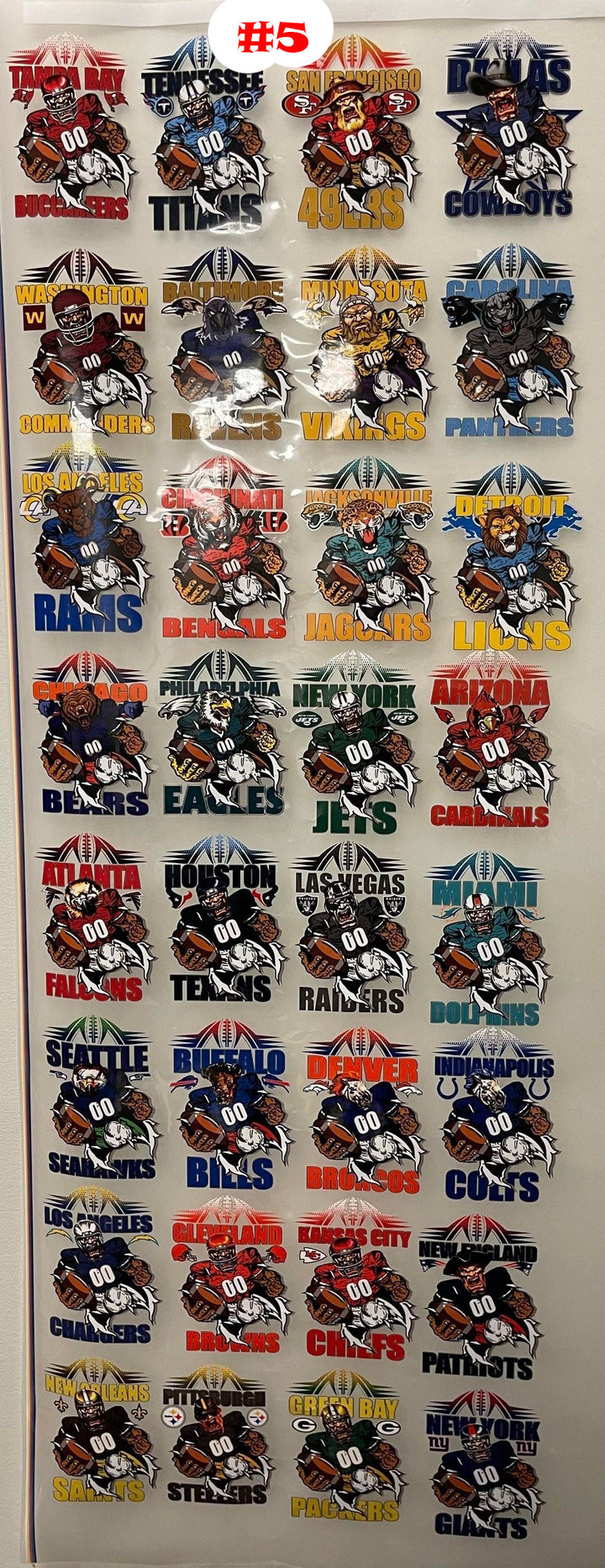 NFL GANG SHEET CHOSE 8 DESIGNS